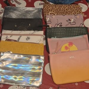 Ipsy Set Of 10 Cosmetic Pouches Some Used Some Not  Various Styles Pink Magic